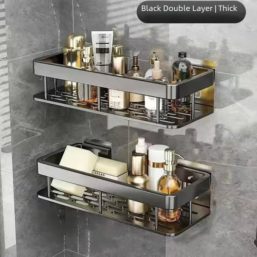 Bathroom Triangle Storage Rack Space Aluminum Nail-free Wall-mounted Corner Rack Rectangular Plate Rack Bathroom Tripod Storage Rack